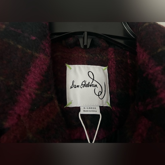 Sam Edelman - Double Breasted Gorgeous Plaid Coat Curly Pink - Size XL - Picture 5 of 5